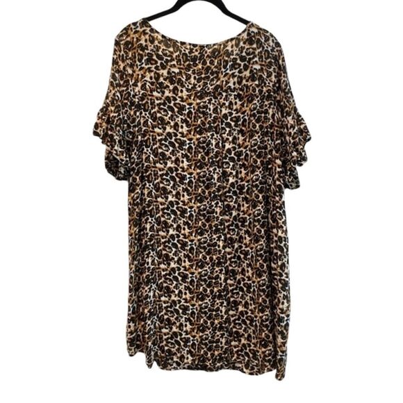 Umgee Leopard Print Button Down Shirt Dress Brown Black Women’s Size Large - Picture 3 of 6